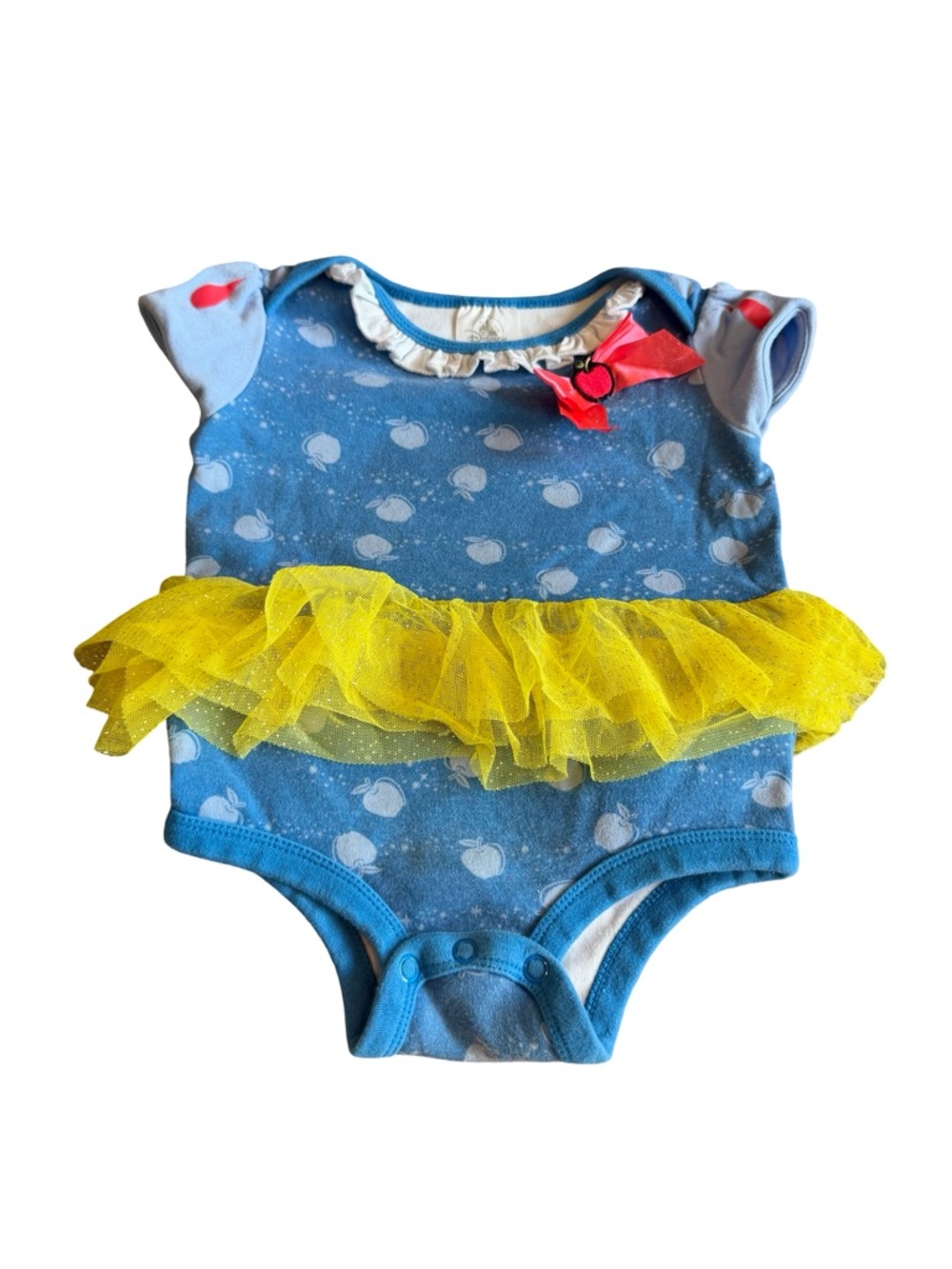Disney Snow White One-Piece Bodysuit Tutu Ruffle Stretch Glass Slipper 12-18 M